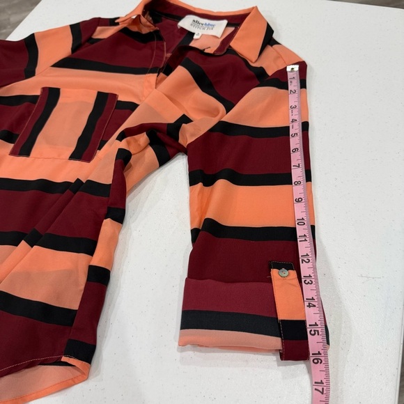 Alice Blue Stitch Fix Blouse Long Sleeve with Tabs Multicolor Stripes Women’s M - Picture 5 of 12
